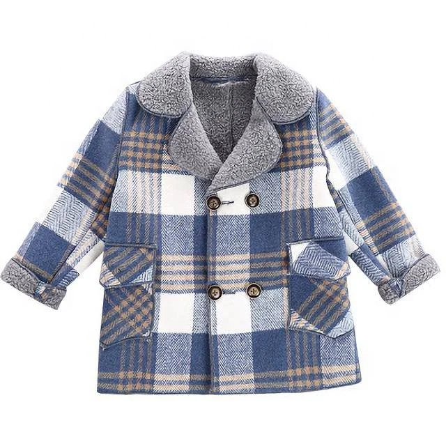 Hot product boys and girls winter warming soft shell outdoor children knitting unisex kids fleece denim jacket