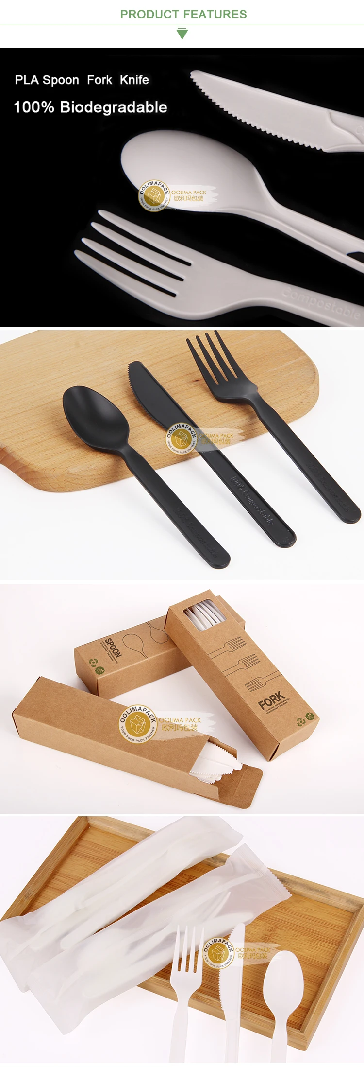 Biodegradable Flatware 100 Compostable Disposable Cutlery Utensil Pla