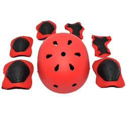 7pcs/set elbow knee pads helmet wristguard bicycle cycling skateboard roller safety protector kids skating protective gear