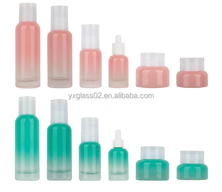 OEM Beauty cosmetic packaging  skincare glass bottles set 30g50g30ml40ml100ml120ml new design factory