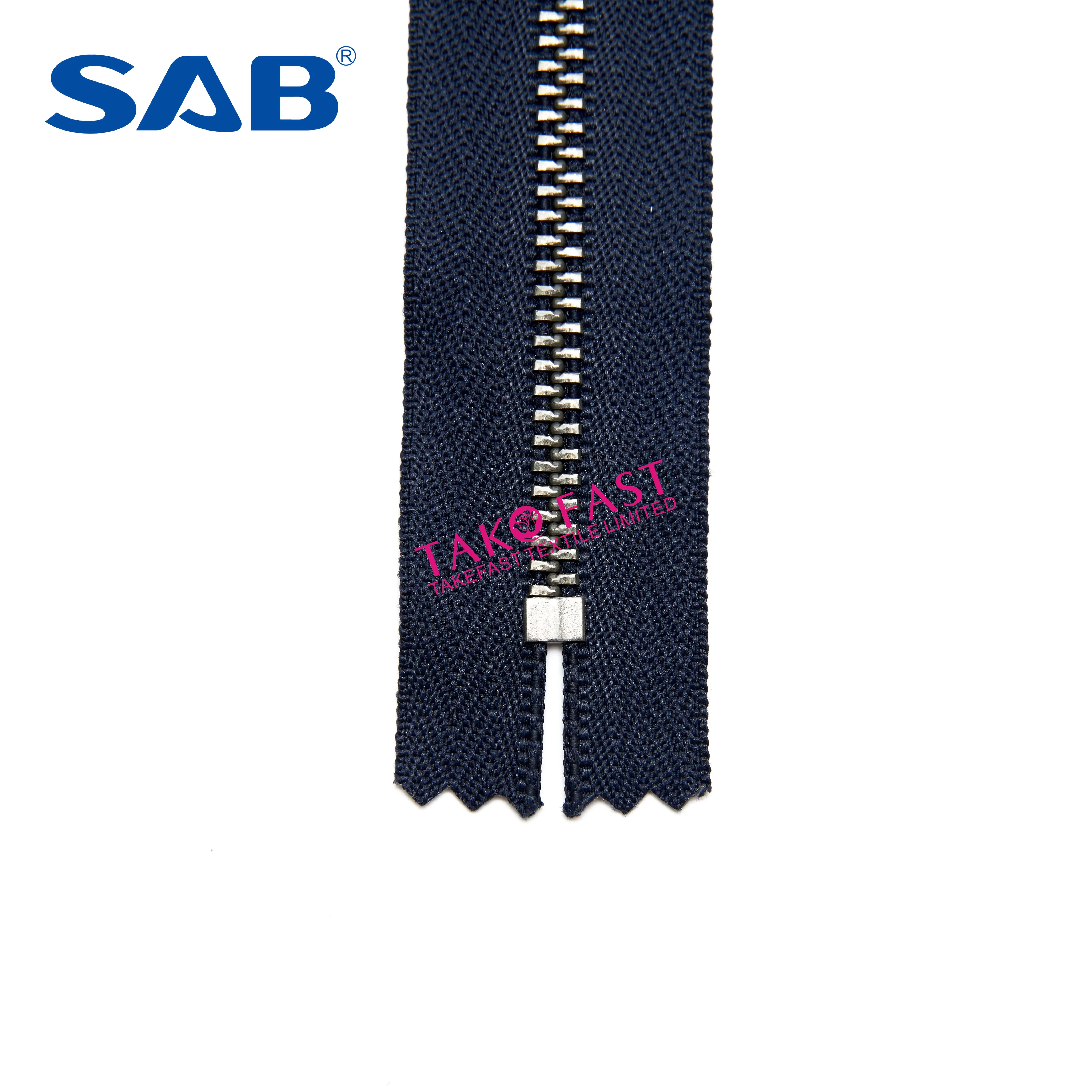 SAB Hot Sale 3#4# Black/White Custom Color Metal Zipper for Jeans