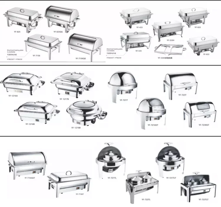 Cater electric chef gold alcohol stove chaffing chafing dish buffet dishes food warmer heater Display server tray set equipment
