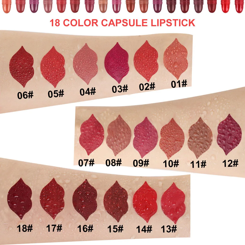 DNM 18 Colors Mini Capsule Style Lipstick Velvet Matte Lipsticks Set Travel Size Tint High Pigment Cosmetics