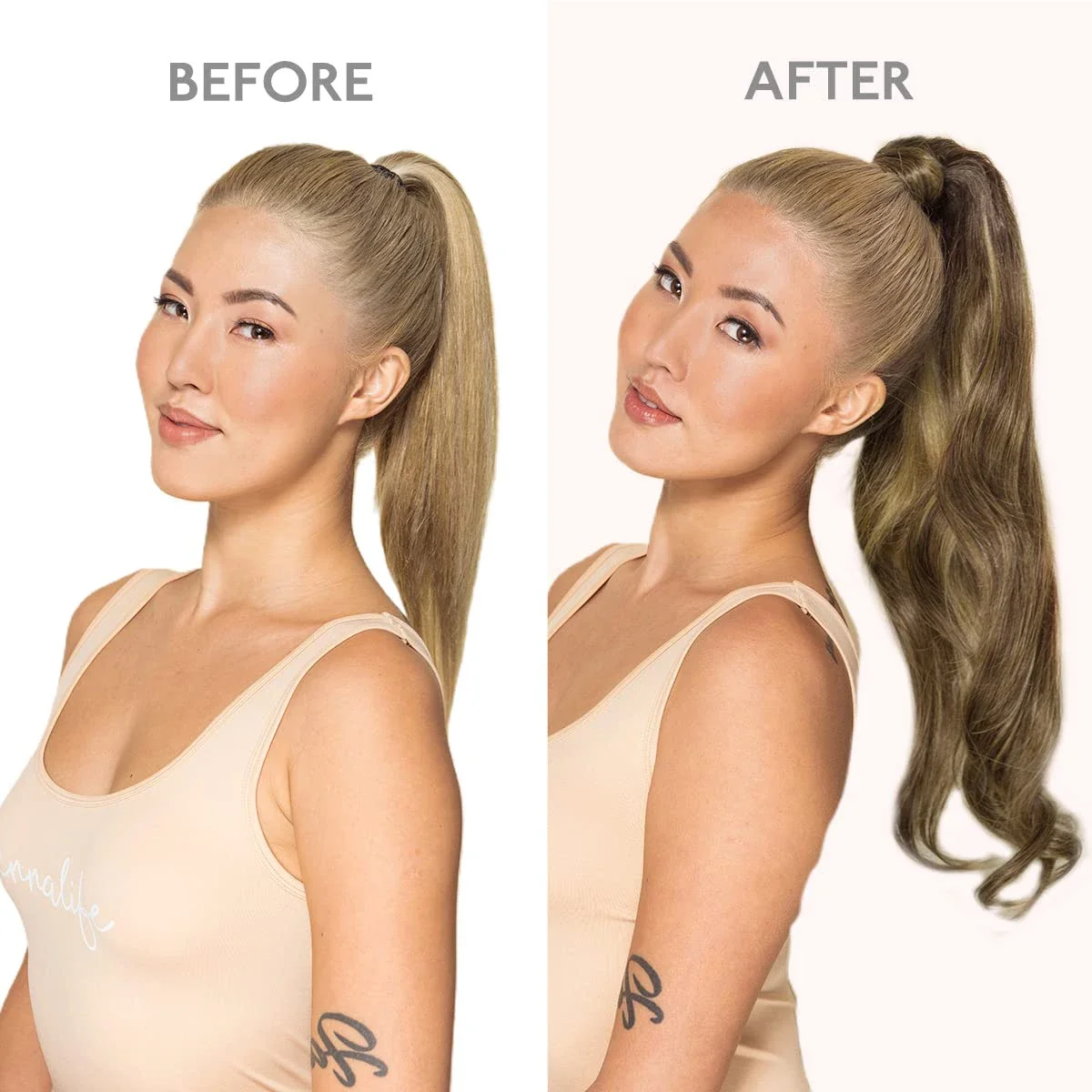 Konjski rep od prirodne kose s klipsom wrap around_voghion.com