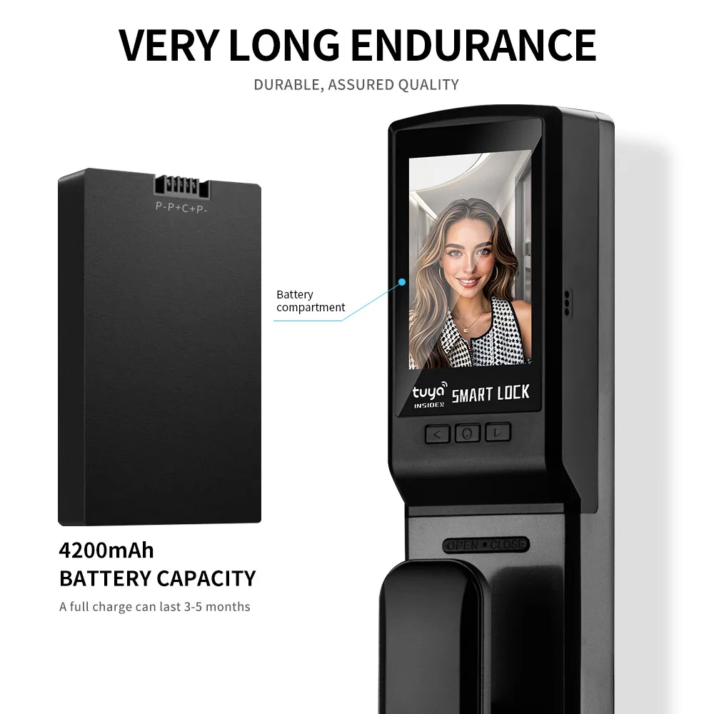 Tuya App Smart Life Video Intercom 3d Face Recognition Fingerprint Password Digital Lock Keyless Card  Smart Door Lock DF11