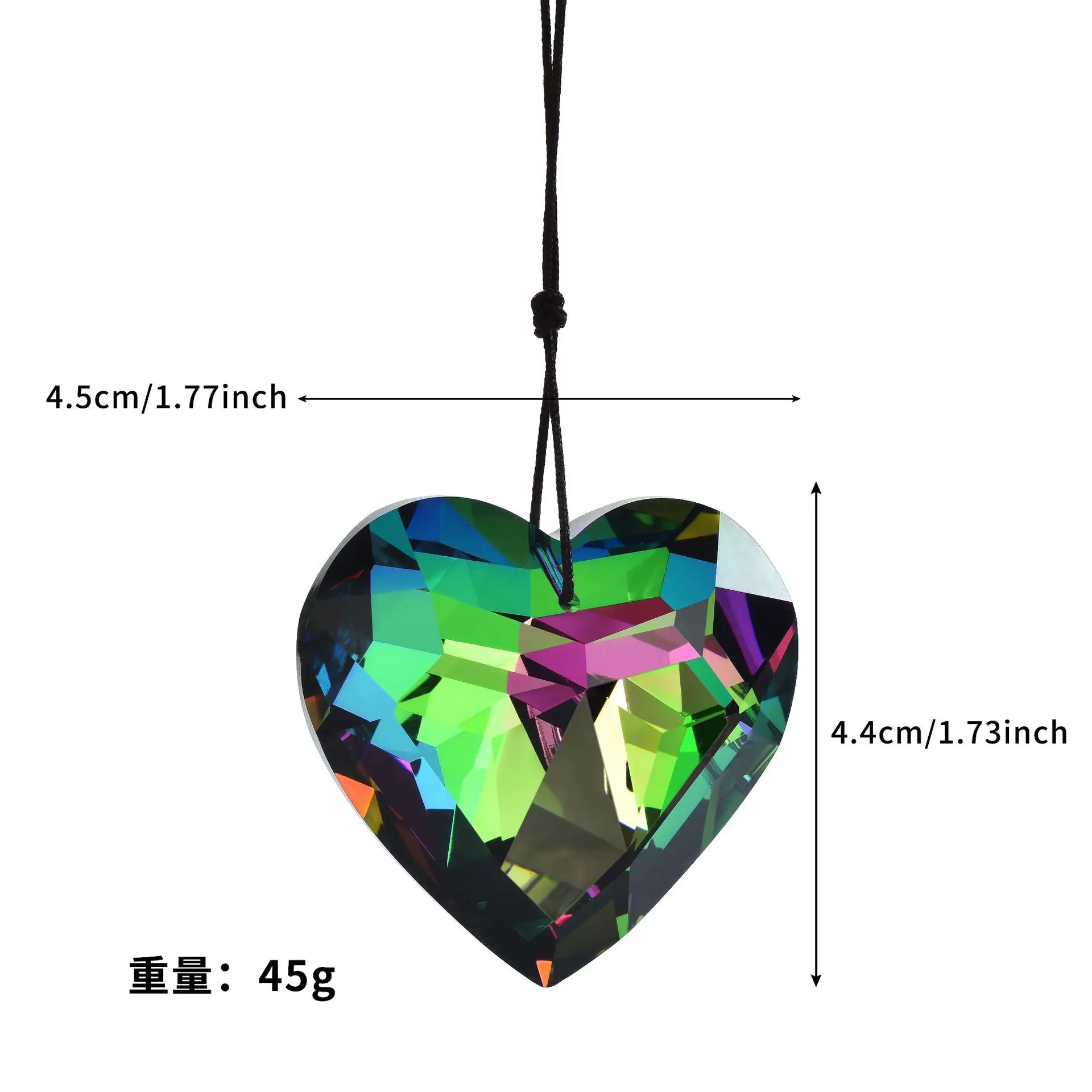 product 30mm 45mm crystal heart suncatcher prism pendant window decoration christmas tree ornament  gift-12