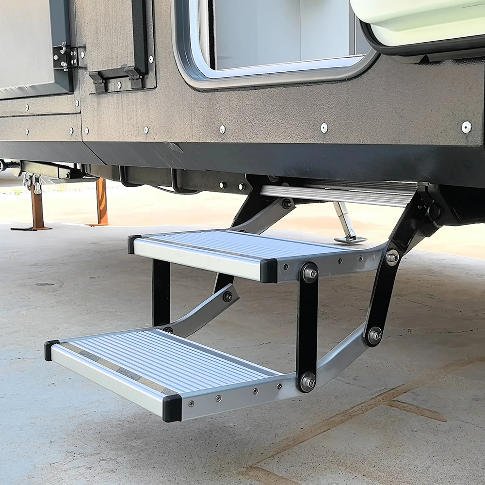 COMPAKS New Design Electric Control Telescopic Ladder Manual Folding Side Folding RV Step Accessory Caravan Motorhome Steel