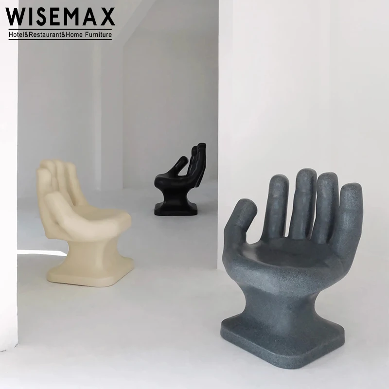 WISEMAX FURNITURE Vintage Mid-Century Hand-Shaped Lounge Chair Indoor Outdoor Plastic Art Decor Leisure Chair for Living Room