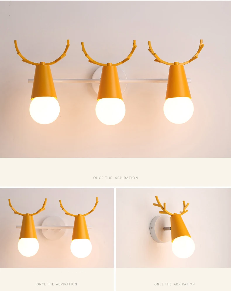 creative Nordic style single multihead antler Living room indoor metal material warm light wall lamp