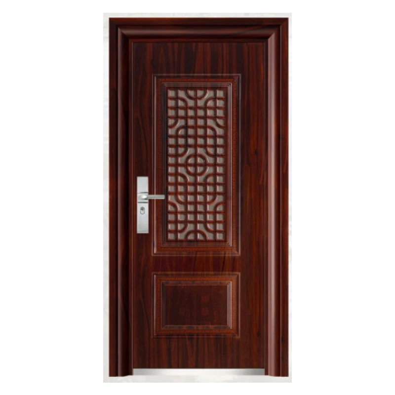 External Bullet Proof Security Steel Main Door Iron Gate Design Attach with Window