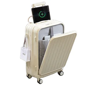 custom logo Wholesale High-End Front Open Travelling Cabin Luggage Valise Voyage Case Bags Wide Trolley Carry on Travel Bags PC Luggage
