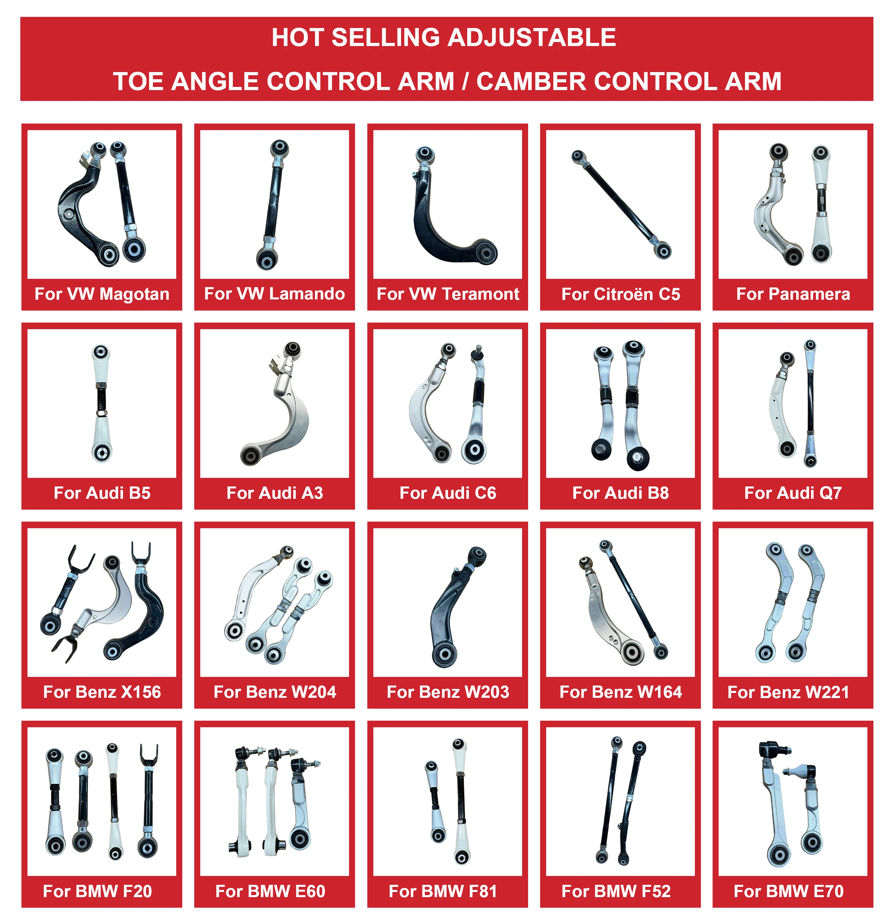 product auto adjustable rear camber toe control arms for vw audi bmw mercedes benz porsche volvo peugeot-5