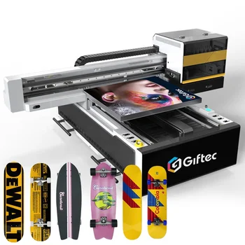 Giftec Wide Format UV Printer for Skateboard Transfers 6090 Uv DTF Flatbed 3d Inkjet Printers Provided Wallpaper Printer UV Ink