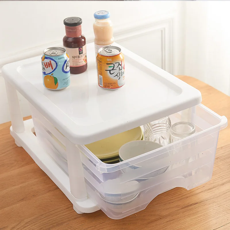 1pc Japanese-Style Storage Box With Handle & Drawer For Kitchen Condiments  & Sundries, Large Capacity Storage Basket