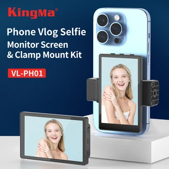 Kingma Wireless Connection Real-time Mirroring Phone Vlog Selfie Monitor Screen and Clamp Mount Kit for Smartphone detail image