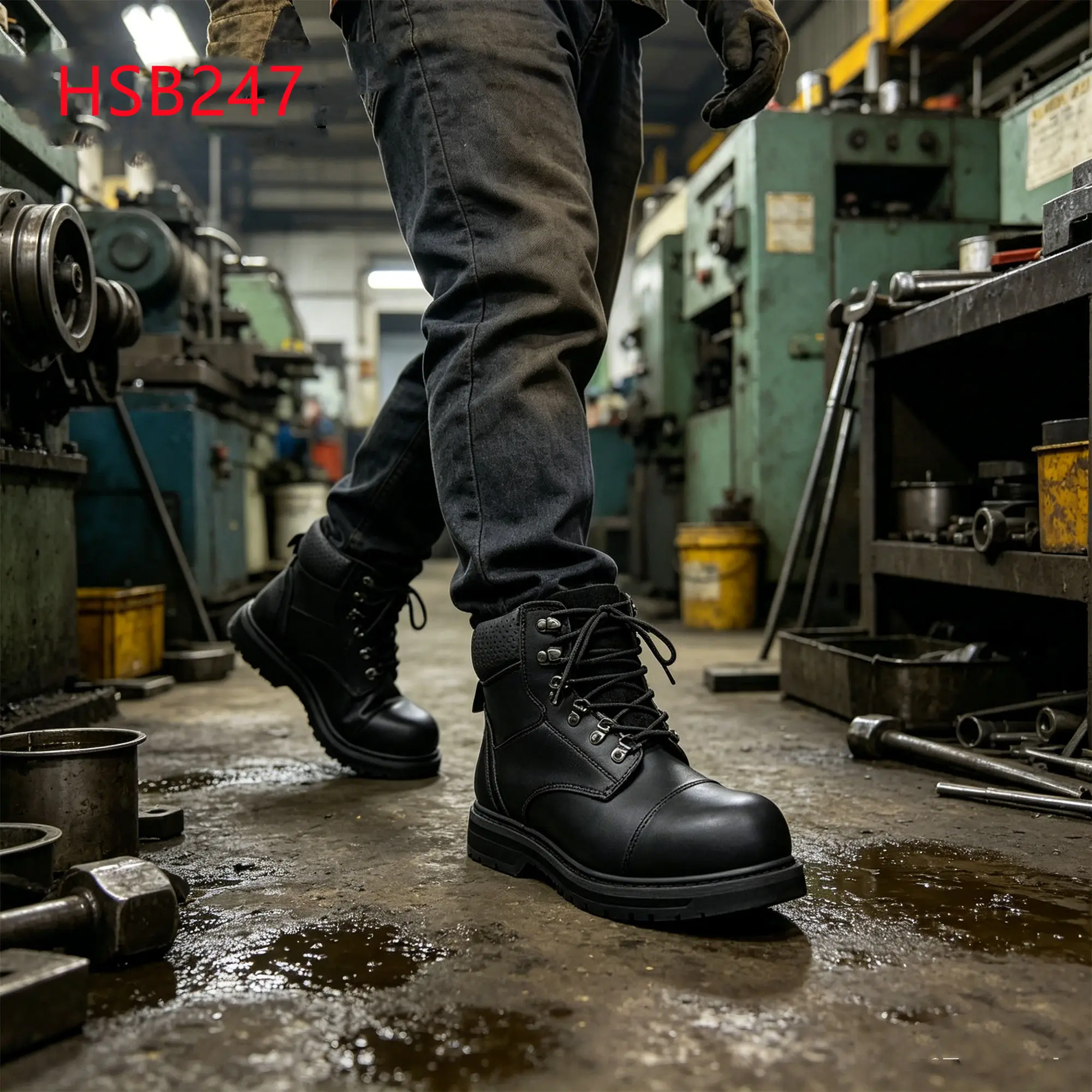 LXG, Anti-Penetration na Indestructible na Safety Boots para sa Mga Mapanganib na Kapaligiran, Industrial na Work Boots na may EVA+Goodyear Rubber Sole, Labor Shoes HSB247