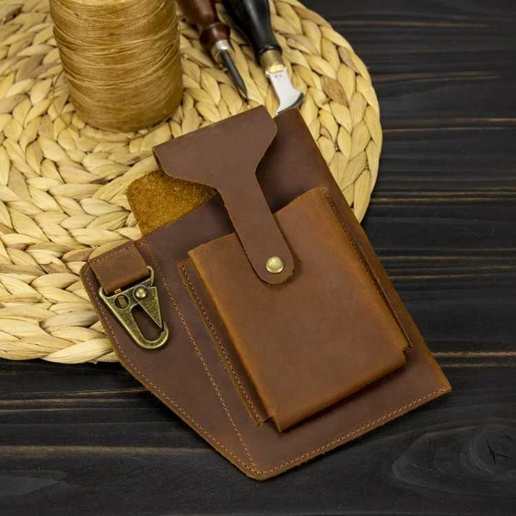 Sac Banane Homme Contacts - Cuir Crazy Horse - Marron - 19x10,5x2,5 Cm - Neuf