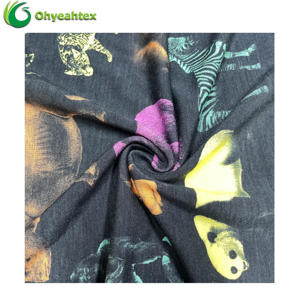 Высокое качество 220GSM цифровая печать ВИСКОЗА 95 модал 5 спандекс Джерси ткань для нижнего