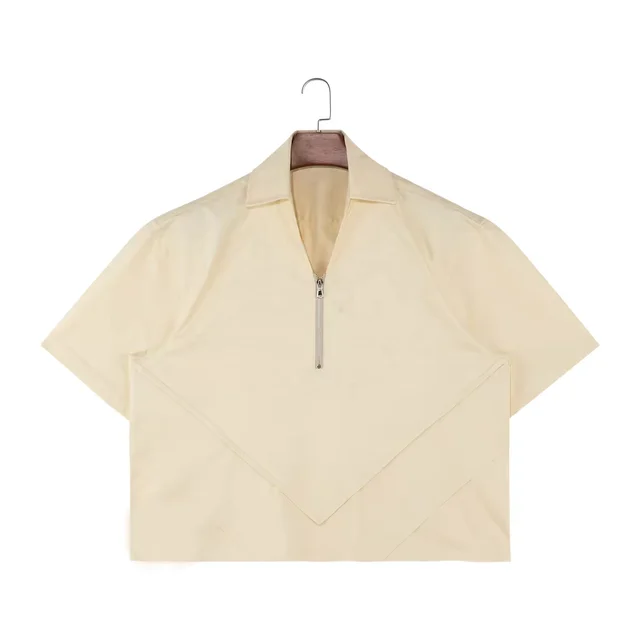 Men's High Quality Custom Summer Half Zip Work Shirt Solid Pattern Short Sleeve Knitted Embroidered Blank Plain Design