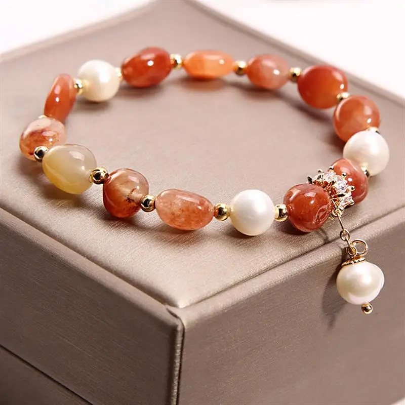 Peach Flower Jade Bracelets For Women Girls Chinese Fashion Ancient Red