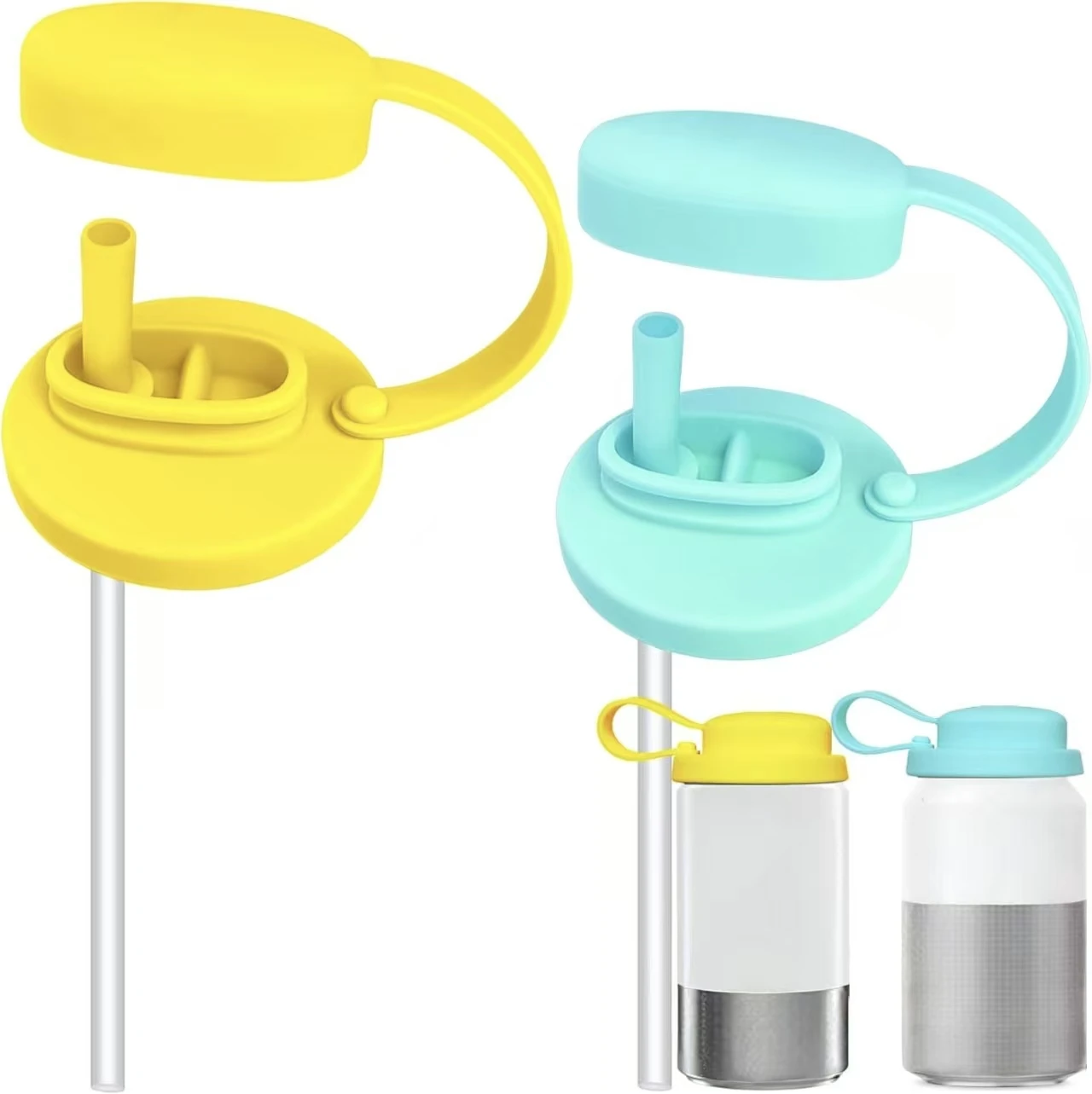 Silicone Can Cover with Straw Hole & Carry Handle