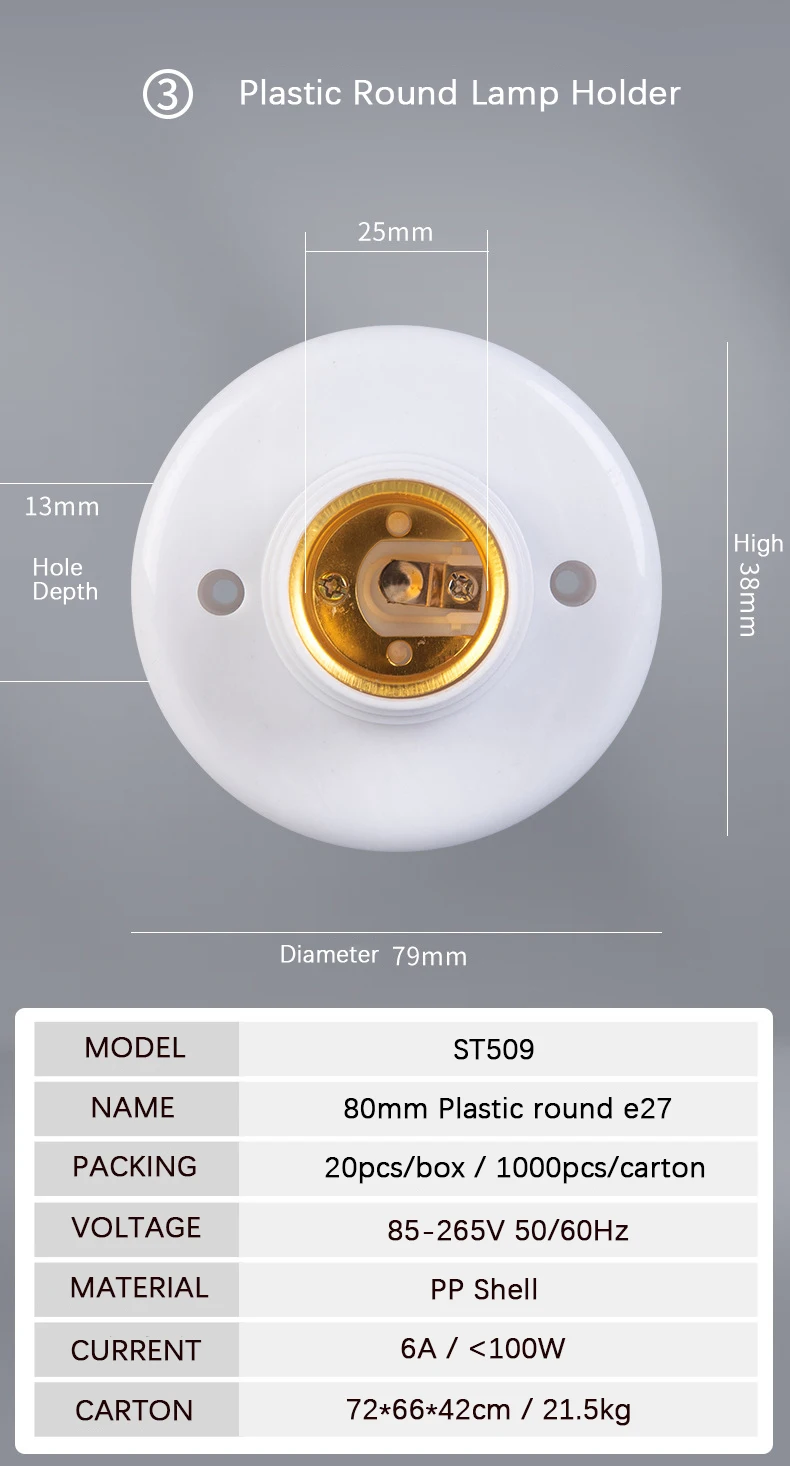 Wholesale E27 Plastic Ceramics Lamp Holder Edison Bulb Holder Screw