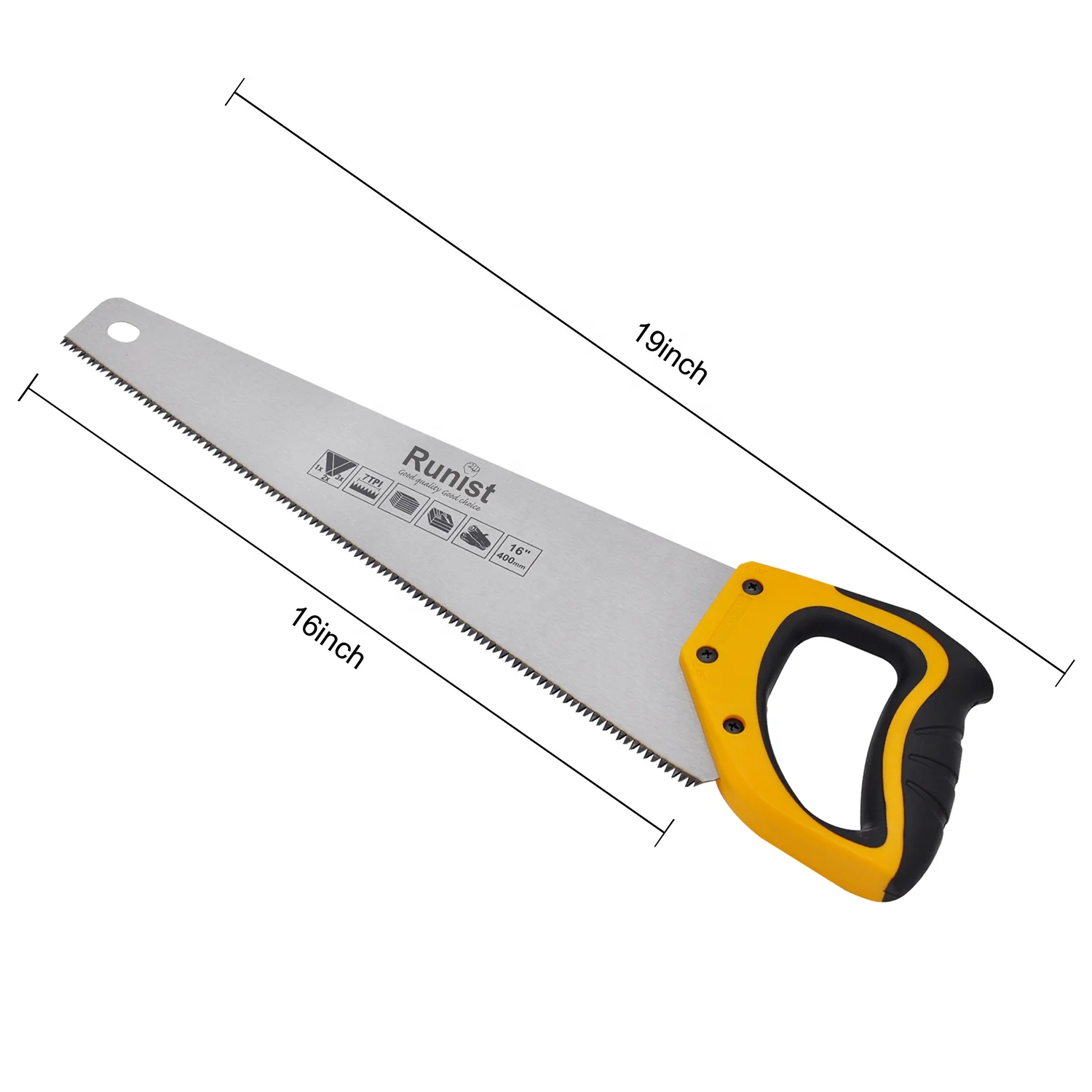 16 Inch Industrial & DIY Grade Hand Saw for Wood Metal Drywall Concrete Cutting-Fixed Blade
