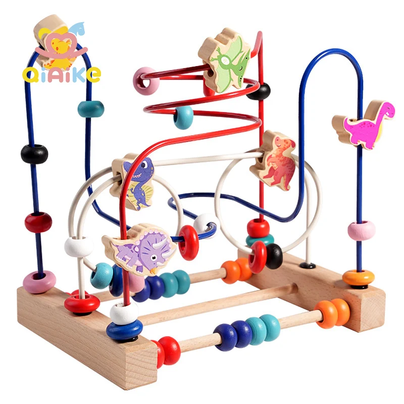 Früchte-Perlen-Spiel pädagogische Bausteine Spielzeug Baby Holzfrüchte Tiere Perlen-Labyrinth-Spiel für Kinder pädagogisches Sinnesspiel