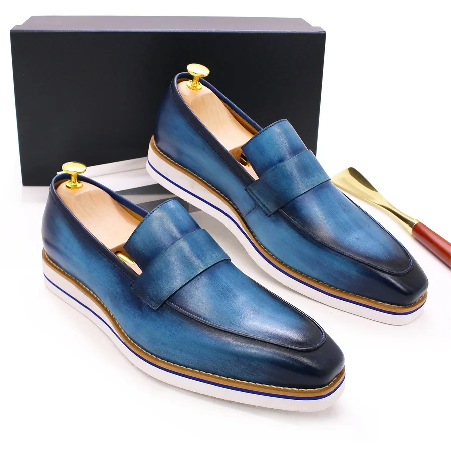 chinese dress ladies Vintage Blue Leather Dress Sneaker 5 UK / 6 US main image 1