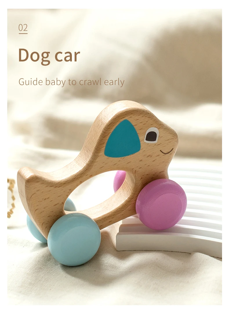 2023 New Color Matching Wooden Baby Toy Baby Rattles Toys Set Shake
