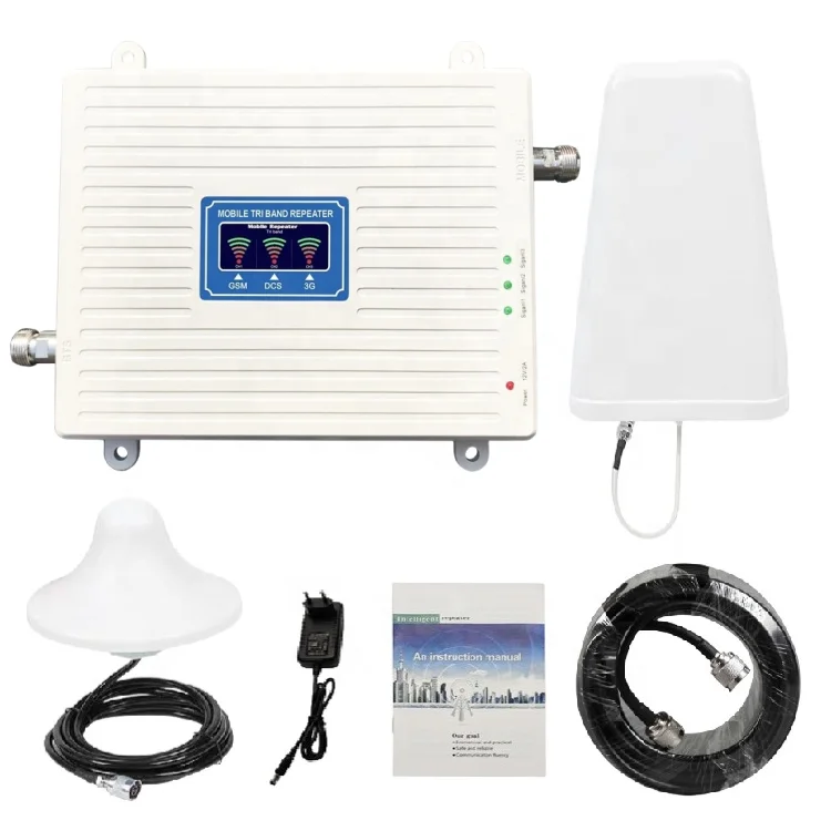 2G 3G 4G Triple Band Cell Phone Signal Booster Gsm 900Mhz Dcs 1800Mhz Wcdma  2100Mhz Mobile Cellular Signal Repeater Antenna Set