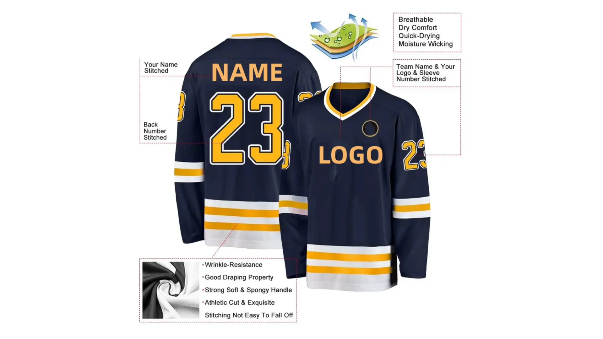 Hot Selling Hockey Jersey Blank Ice Hockey Shirts Polyester Custom