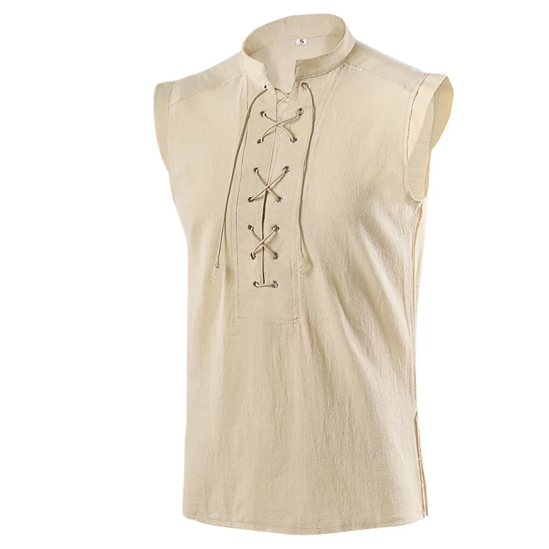 OBEEII Chaleco Medieval Para Hombre – Vintage Renacimiento, Sin Mangas, Gótico Vikingo Steampunk, Color Marrón, Talla L (S-3XL)