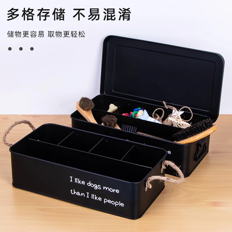 Family Organized Toy Box Black White Metal Storage Container the Dog Toy Storage Box with Lid