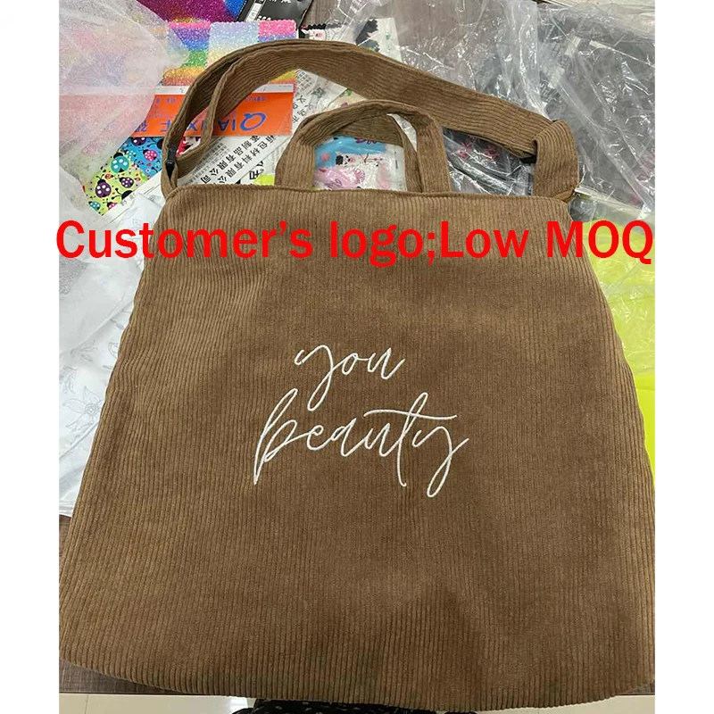 
Environmental Female Large Capacity Shoulder Bag Solid Color Casual corduroy shopping tote bag 