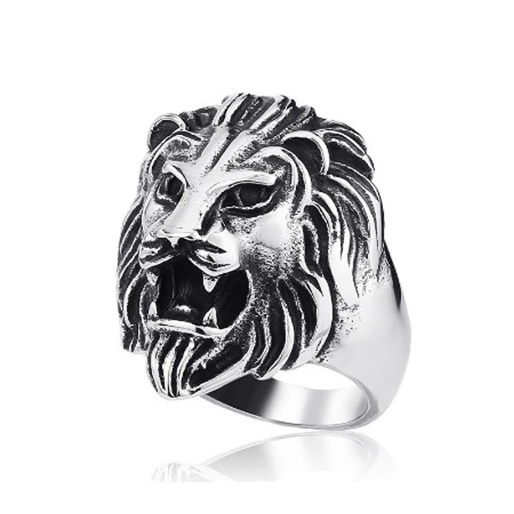 Vintage lourd en acier inoxydable Lion Head Casting Biker Men's Ring Band Taille 7-14 Vintage lourd en acier inoxydable Lion Head Casting Biker Men's Ring Band Taille 7-14