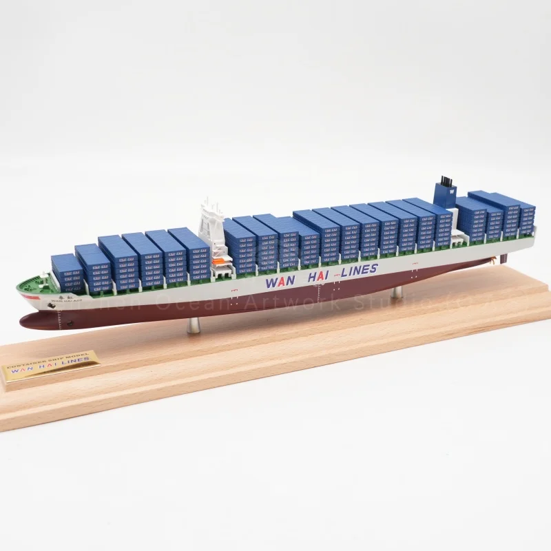 【LA】O.A.S Factory's Handmade Scale Boat Model 1:1000 Scale HIGH QUALITY SHIP MODEL Customized 35cm WAN HAI Container Ship Model