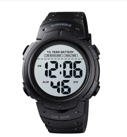 Orologio Digitale Sportivo Uomo - Impermeabile 5 ATM, Quadrante Grande, Cinturino Nero, Allarme, Cronometro, Retroilluminazione LED