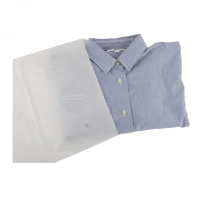 Wholesale Custom Size 40gsm 60gsm Garment Compostable Clothing Glassine Bag With Adhesive Strip