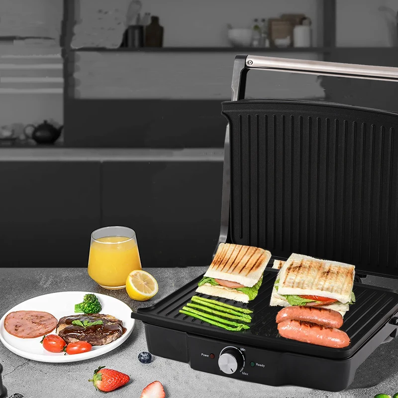 1pc Eu 6-in-1 Dual-sided Sandwich Maker With 6 Removable Trays