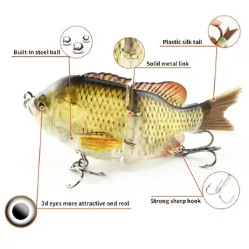 CHEERY Swimbait with Fiber Tail Lifelike Gliding Action ABS Hard Plastic Body Fishing Lure for Ocean Boat & River Use – Soft Lure – view 3
