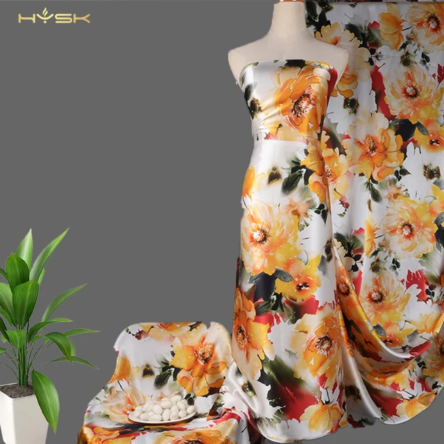 natural silk Textile digital print patterns design Soft Touch Woven mulberry 100% Satin silk Digital Print Fabric Roll for women