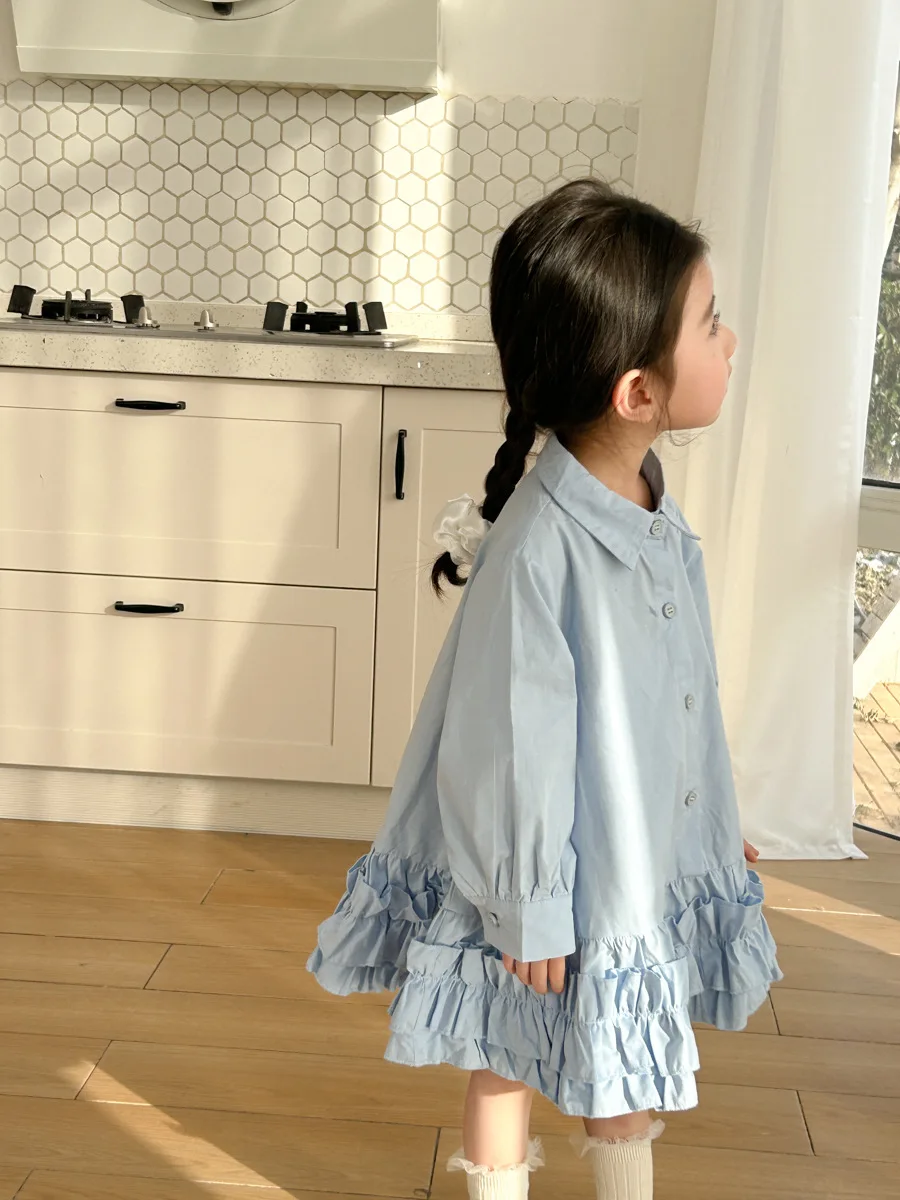 Girls' Shirt Dress 2024 New Children's Fashion Spring/summer Lapel Long ...