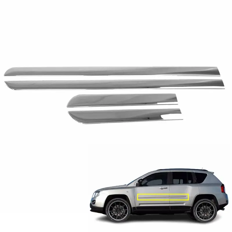 OEM auto parts body side rear front door molding chrome trim skirt garnish for Jeep compass 2011 2012 2013 2014 2015 2016