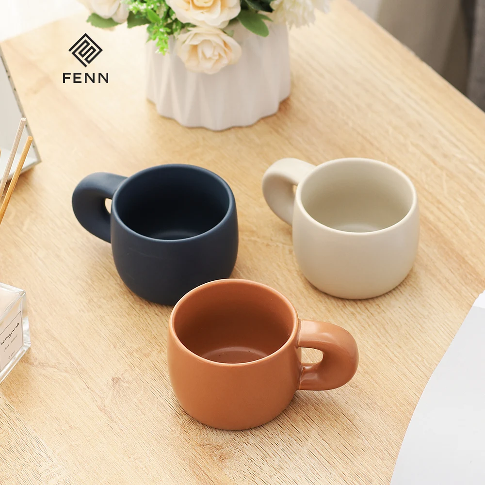 Modern Korean Mug Drinkware Custom Nordic Tea Coffee Cup Color Matt Glazed 200ml Thick Handle Porcelain Coffee Mug Ceramic