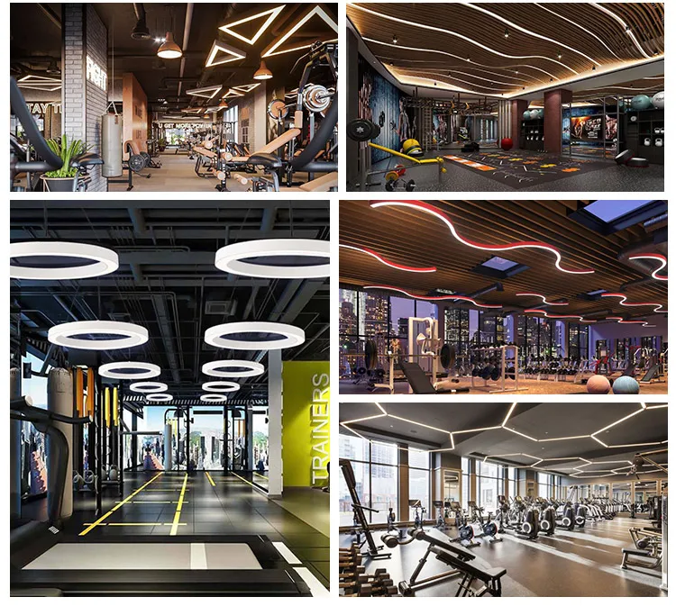 Custom GYM Led Linear Light Rectangular Fixture Long Bar Hanging ...