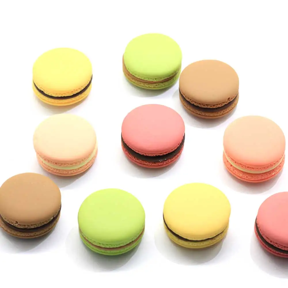 100Pcs Dollhouse Resin Mix-Color Macarons Miniature Simulated Cake Model 