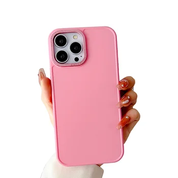 Custom Logo Soft TPU for iPhone 15 14 11 12 XR XS Shockproof Phone Case with Camera Protector Solid Color Mobile Phone Cases