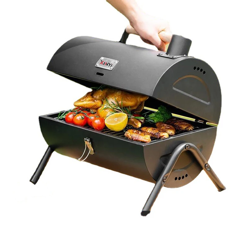 Multifunctional Portable Mini Barrel Charcoal Bbq Smoker Grill For