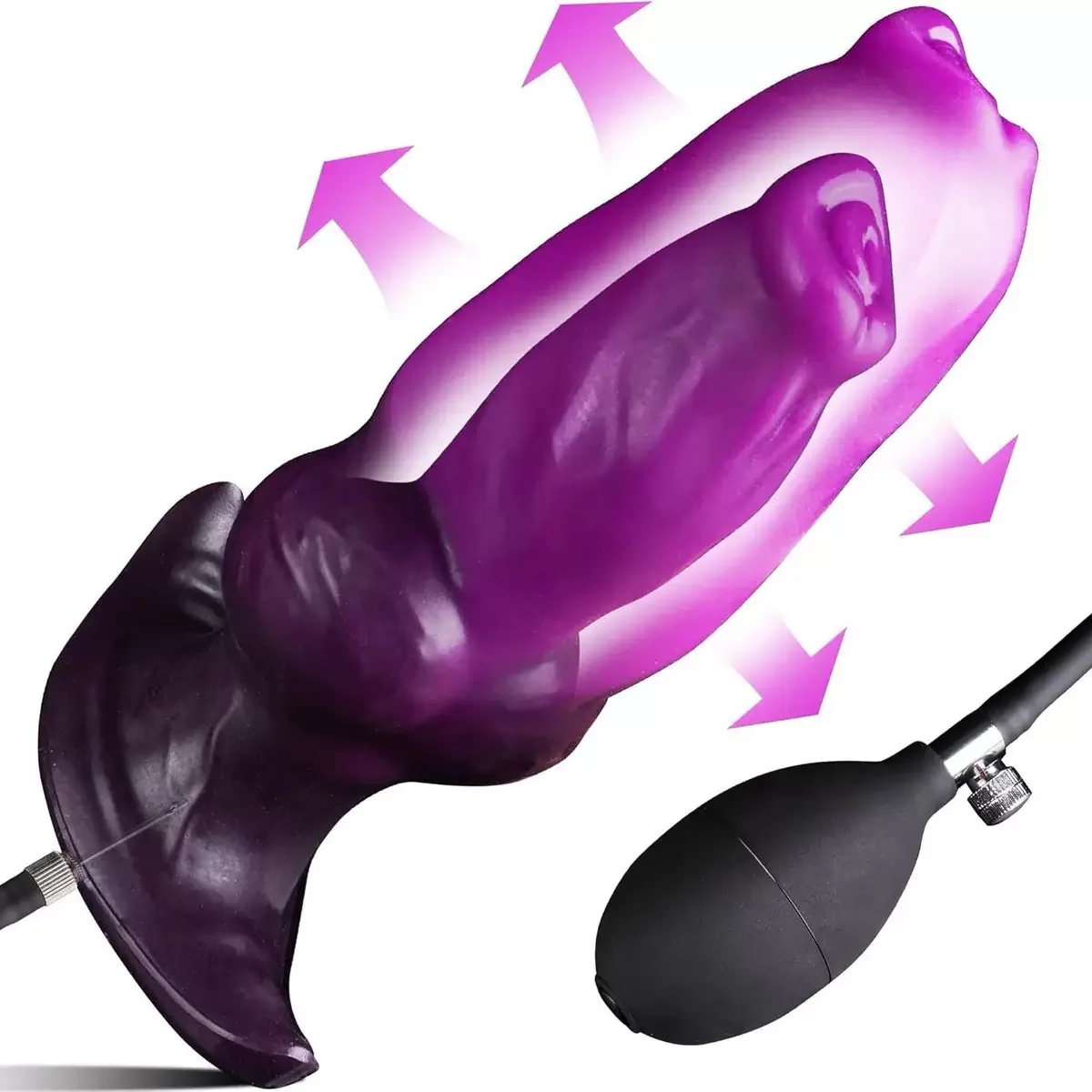 Realistic Inflating Dildo Inflatable Monster Animal Big Dog Knot Dildo Sex  Toy Silicone Wearable Anal Plug for Adult Women